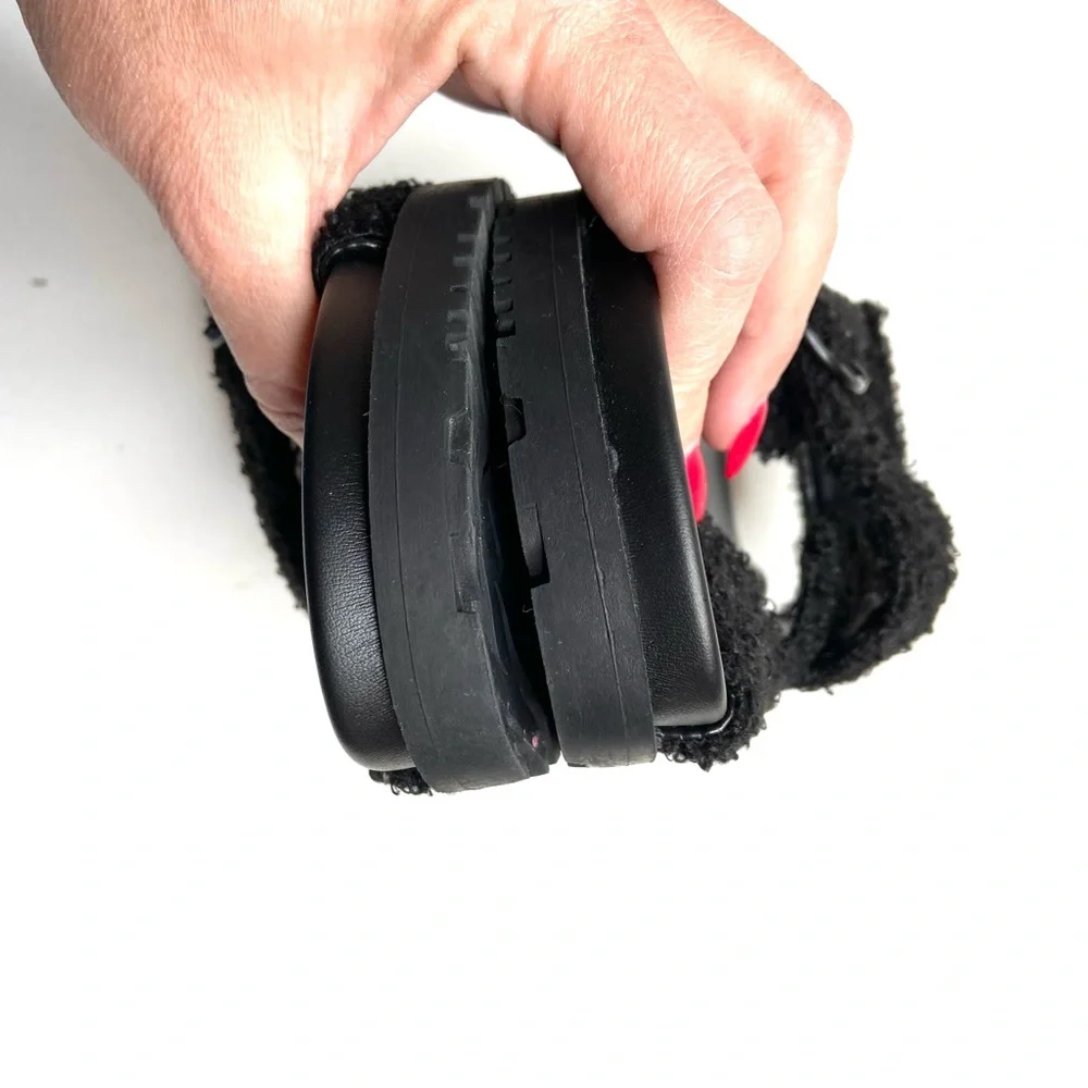 ZARA Black Faux Sherpa Fleece Double Buckle Sandal